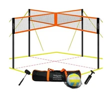 Zdgao 14 ft/20 ft 4-Way Volleyball and Badminton Combo Net with Soft Volleyba...