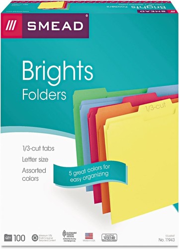 Effortlessly Organize with 100 Assorted Letter Size File Folders - Eco-Friendly - Picture 6 of 11