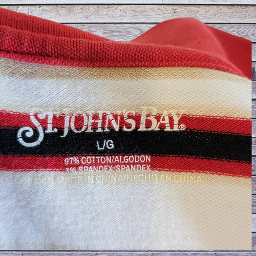 St John's Bay - Women's L Polo Shirt Sleeveless Striped Black/Red V-neck Large - Picture 5 of 5