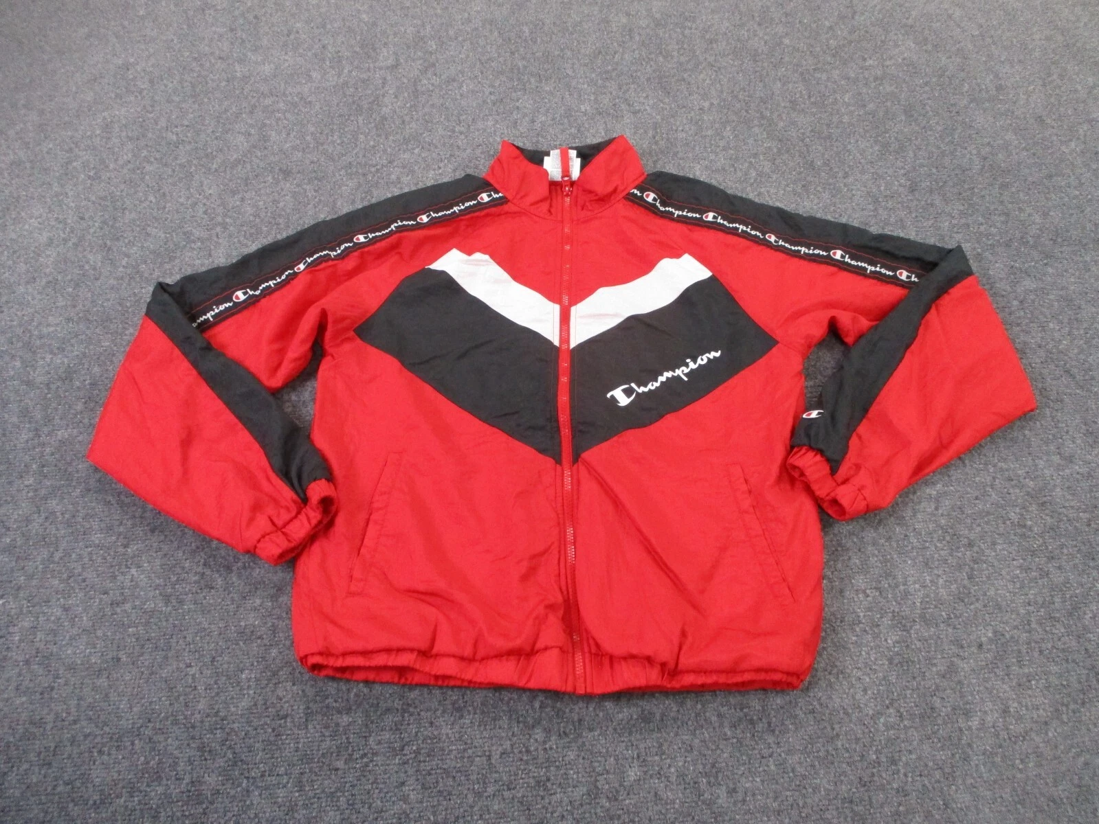 Champion Jacket Mens S Red Retro Lightweight Lined Outdoors Track Y2K Active