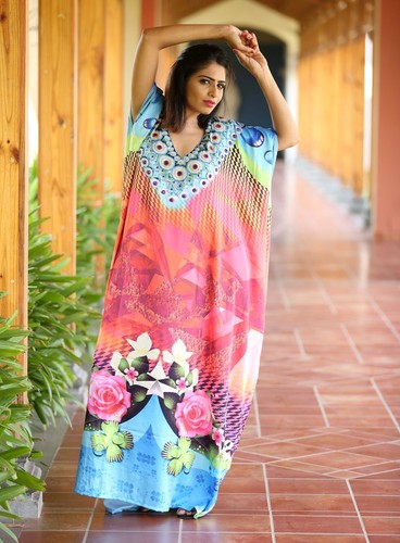 Sakhee Kaftans Silk kaftan look feel Kaftan's One size fit beach wear - Picture 3 of 5