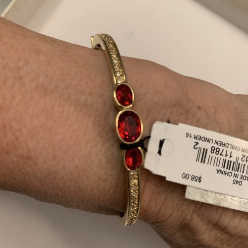 $58 Givenchy gold tone red stone bangle bracelet GB7