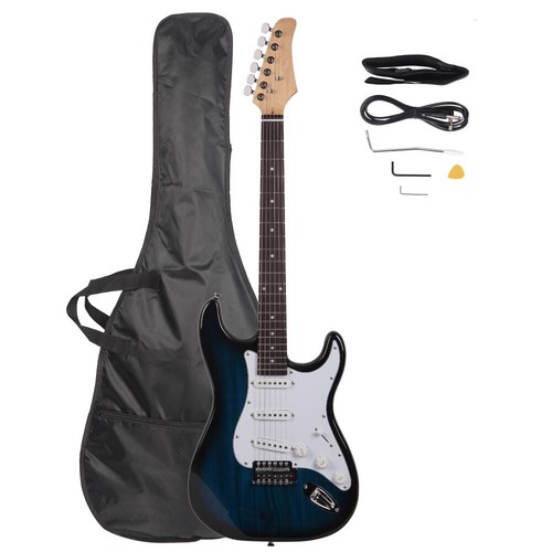 Blue Electric Guitar+Bag+Strap+Paddle+Rocker+Connecting Wire+Wrench Tool - Picture 1 of 13