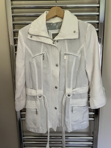 PER UNA White Pure Linen Front Zip Belted Jacket Size UK 12 - Picture 12 of 12