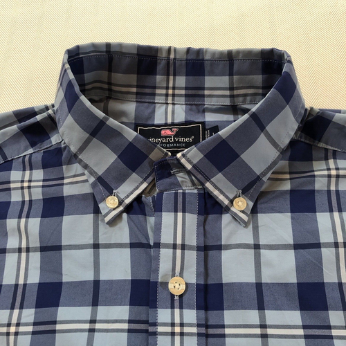 Vineyard Vines kariertes Tucker Hemd Herren Large Button Down klassische Passform Perf. Blau - Bild 10 von 11