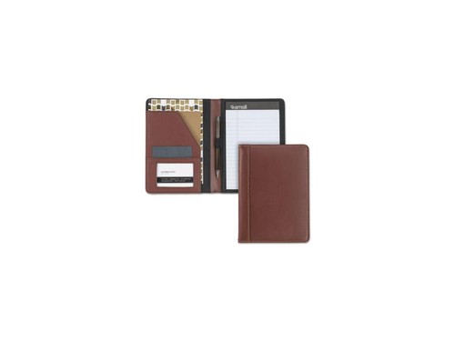 Samsill Contrast Stitch Leather Padfolio 6 1/4w x 8 3/4h Open Style Brown 71736 - Picture 12 of 12