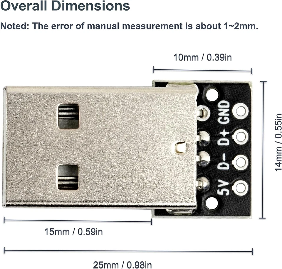 Adaptador de placa de ruptura macho USB tipo A de 1 pieza con 4 pines y cabezal de ángulo recto Foto 2 de 4