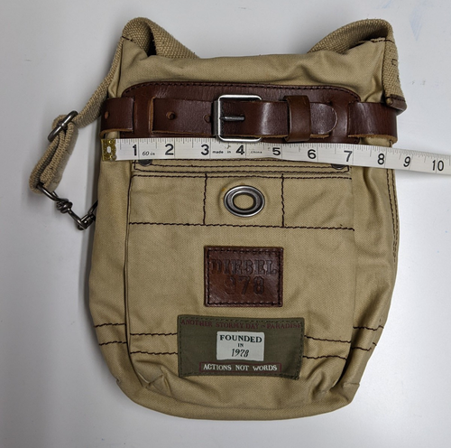 Borsa a tracolla Diesel tela tracolla pelle e fibbia utility vintage Y2K - Foto 10 di 13