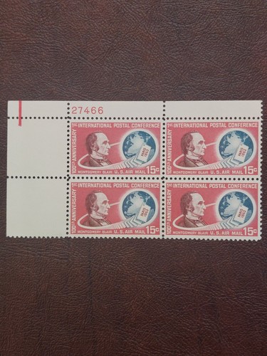 Scott#C66, Plate Block of 4, 15 Cent Montgomery Blair, MNH, VF