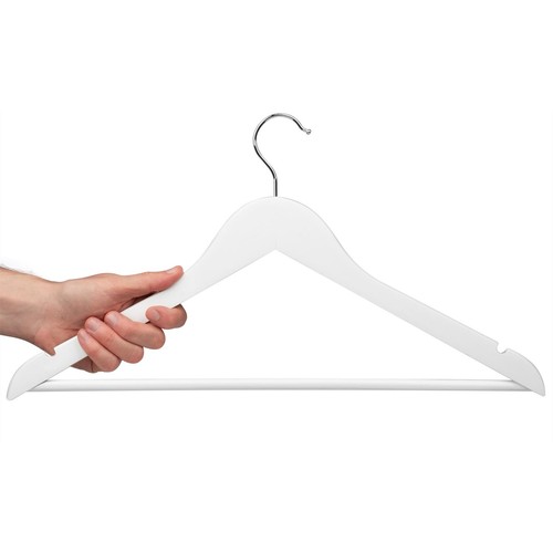 20 x Wooden Coat Hangers Wardrobe Space Saver Clothes Hooks with Trousers Bar UK - Picture 10 of 42