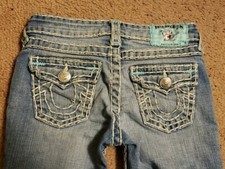 True Religion Girls Julie Super T Jeans, Size 8, Teal Label