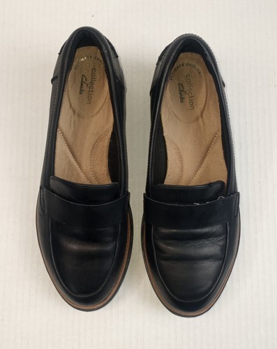 Clarks Sharon Gracie Black Slip On Comfort Loafers Size 7 - Picture 2 of 7