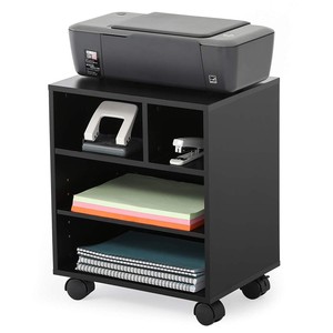 Fitueyes Wood Mobile Printer Stand Under Desk Cart For Office