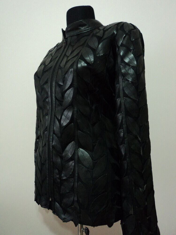 Black Leather Jacket Woman Coat All Size Zipper Short Light Collar Soft Mesh D4 - Picture 3 of 86
