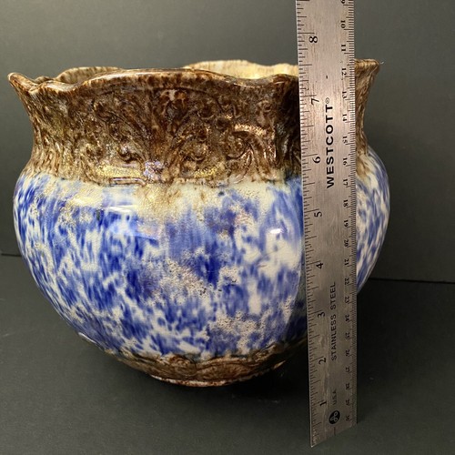 Large Antique Spongeware Pottery Jardinière - 第 6/8 張圖片