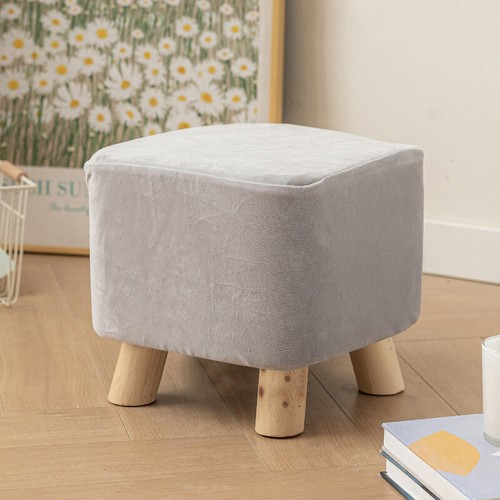 Small Footstool Cover Velvet Round/Square Stretch Ottoman Slipcover Protector - Picture 5 of 18