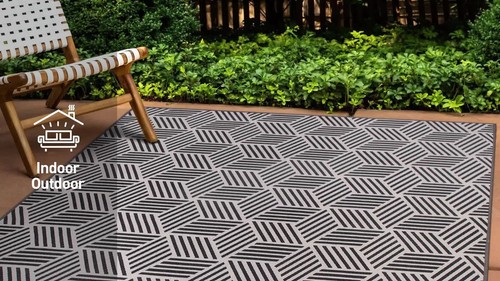 Rugshop Indoor Outdoor Runners Geometric Cubes Outdoor Rug Runner Patio Rugs 2x7 - Video 1 of 1