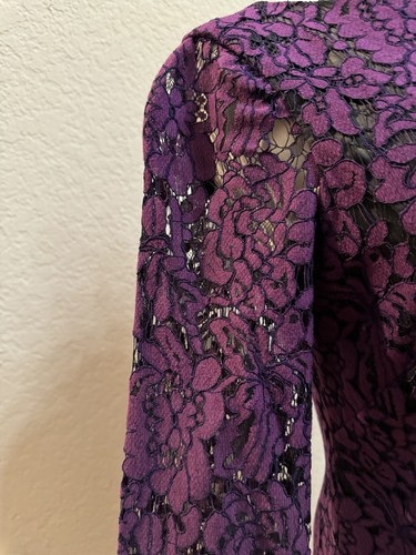 Eliza J Size 2 Bell Sleeve Purple Lace Ruffle Shift Dress NWT Fairycore - Picture 7 of 11