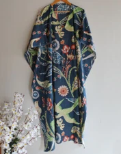 Printed Cotton Kaftan Indian Women Long Dress Beach Wear Caftan Bohemian Gown