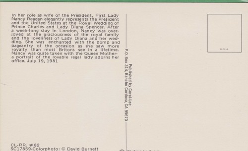 Vintage Präsident Ronald Reagan Postkarte Nancy bei der königlichen Hochzeit - Bild 2 von 4