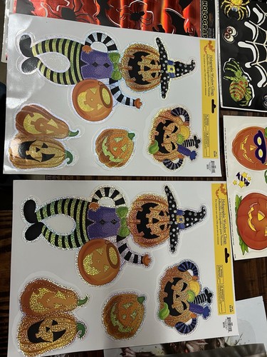 VTG Halloween Window Cling Decor Scrapbook Walmart Patriotic Spooky Cute Sticker - Picture 6 of 10