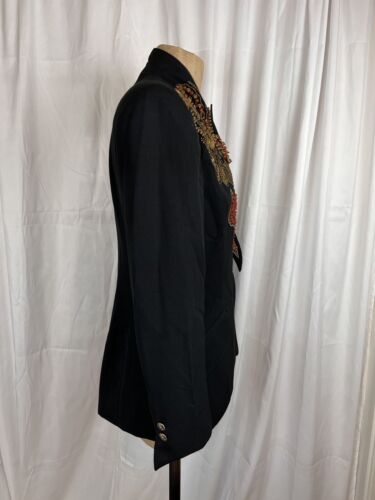 Forzetti 1990s Beaded Sculptural Black Blazer Jacket Size Small - Picture 5 of 12