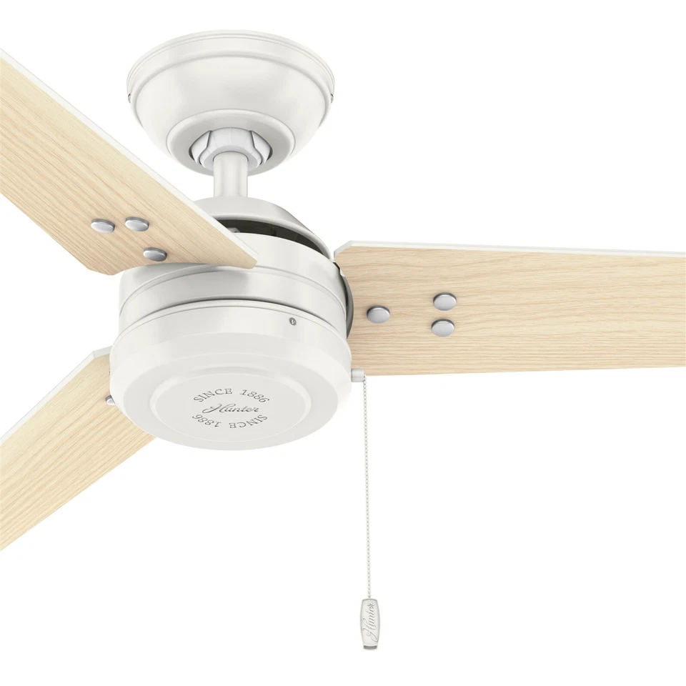Hunter Fan 44 in Casual Fresh White Outdoor Ceiling Fan with Pull Chain 3 Blade