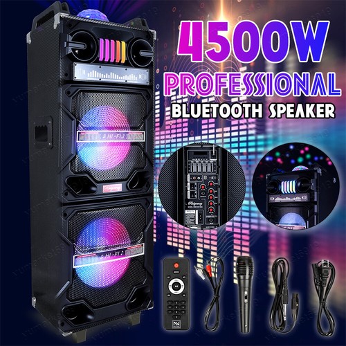9000W Rechargable Bluetooth Party Speaker Dual 10" Subwoofer Karaok Speaker+Mic - Picture 3 of 11