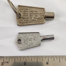 2 Vintage Freezer Key National Lock Rockford Ill Pentagon RARE Old Deep Door Lid