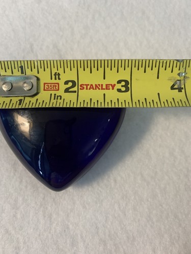 Cobalt Blue Glass Heart Shaped Paperweight Flat on Bottom 3"X3" - Picture 6 of 6