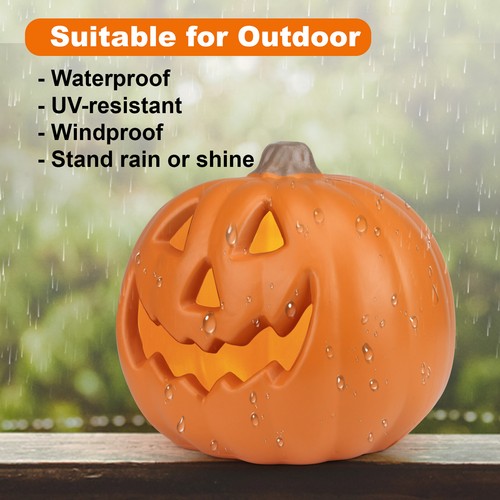 Luz LED grande de Halloween calabaza triple pila Jack O Lanter decoración interior exterior - Imagen 3 de 23