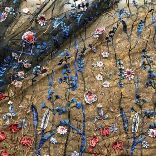 51" Embroidery Floral Lace Fabric 0.5Y 8 Colours Bridal Dress Corded Lace Fabric - Bild 10 von 21