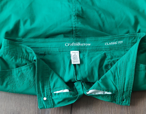 Croft & Barrow Sz 12 Skort Stretch Classic Fit Floral Embroidery Green - Picture 7 of 9