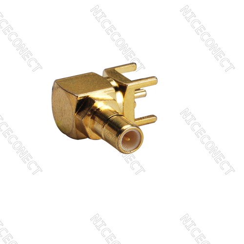 10X Connettore coassiale SMB maschio passante foro angolo retto attacco PCB RF 50 Ohm - Foto 2 di 3