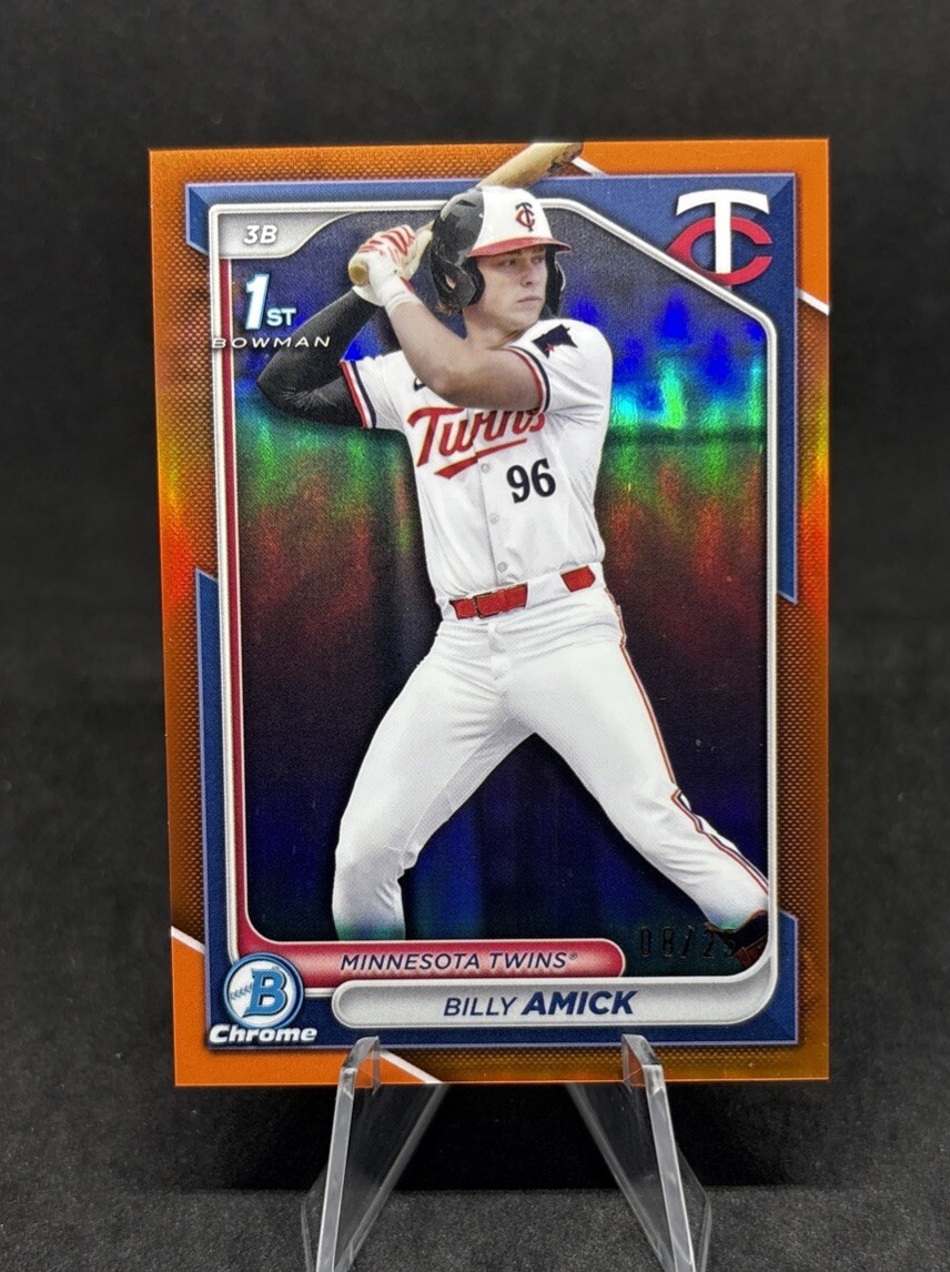 2024 Bowman Draft Chrome Orange Refractor 8/25 Billy Amick #BDC-68 Twins