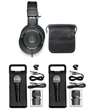 Audio Technica ATH-M30X Pro Studio Monitor Collapsible Headphones 2 Microphones