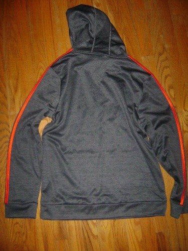 NWT ADIDAS BOYS HOODED JACKET SWEATSHIRT HOODIE size XL 18 / 20 DK GREY ORANGE - Picture 5 of 5