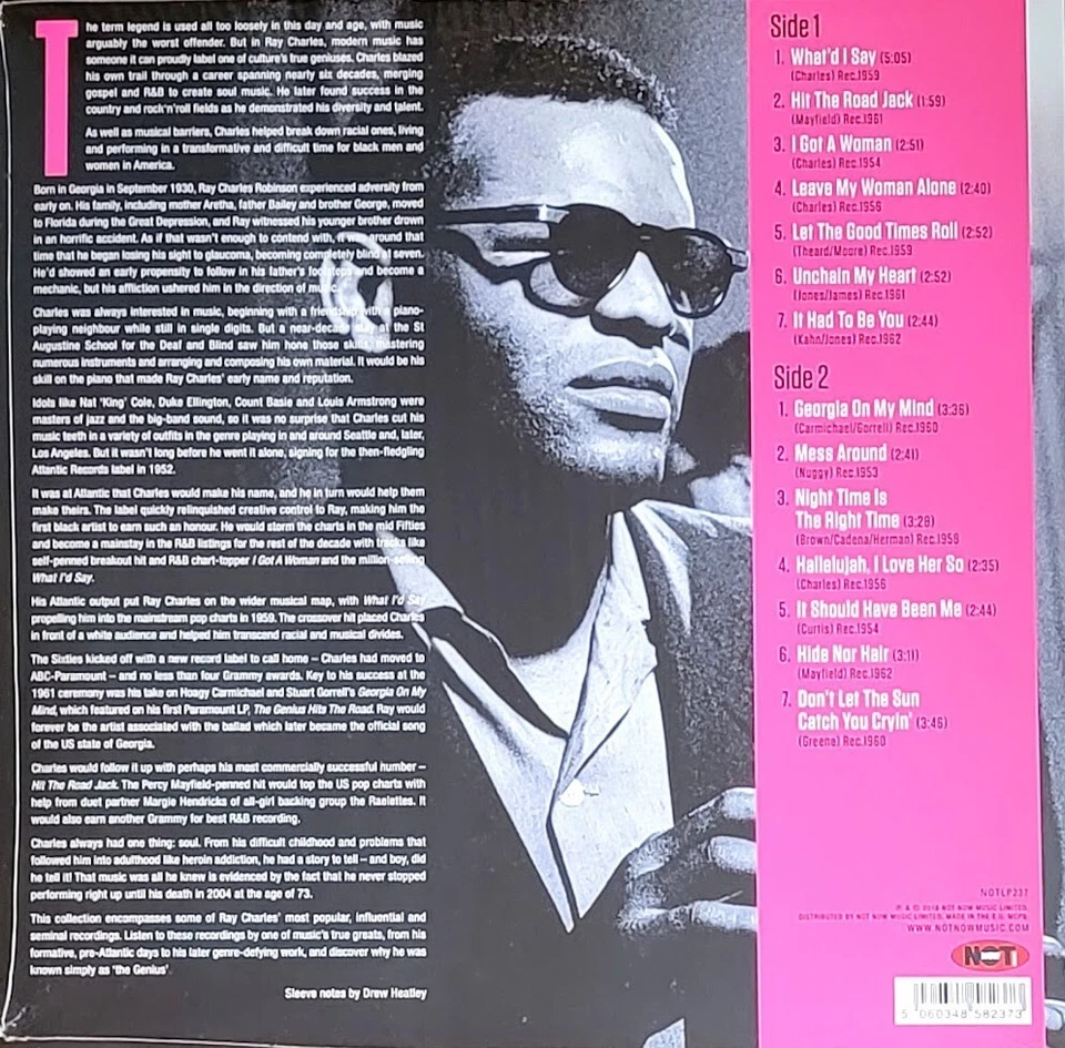 RAY CHARLES THE VERY BEST OF - 180-GRAM PINK VINYL LP " NEW, SEALED " - Image 2 of 2
