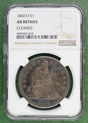 1860-O $1 Seated Liberty Dollar - About Uncirculated ( Details ) by NGC