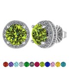 Zirconia in 925 Sterling Silver Round Halo Birthstone Earrings w/Pure Brilliance