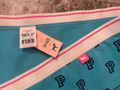 NWT VICTORIA'S SECRET PINK L BLUE BUTTERFLY LOGO VINTAGE RARE HIPSTER PANTIES - Picture 3 of 4