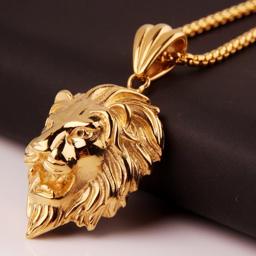 Hip-hop Stainless Steel 18K Gold Lion 