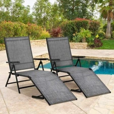 Adjustable Reclining Patio Lounge Chair – Folding Chaise for Pool, Yard ( 2 )