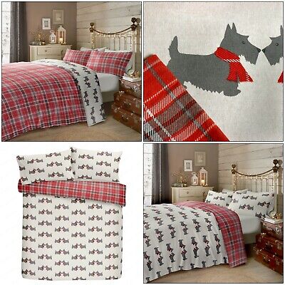 Scottie Dog Scottish Tartan Reversible 100 Brushed Cotton Duvet Quilt Cover Set Ebay