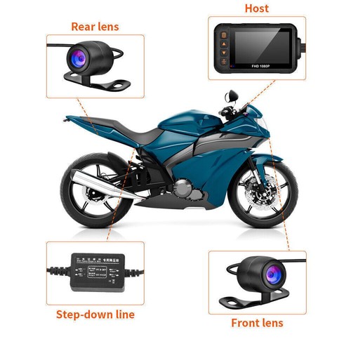 3 Inch 1080P Dual-lens Motorcycle Dash Cam DVR Handlebar Fixing Cycle Vision Cam - Picture 12 of 13