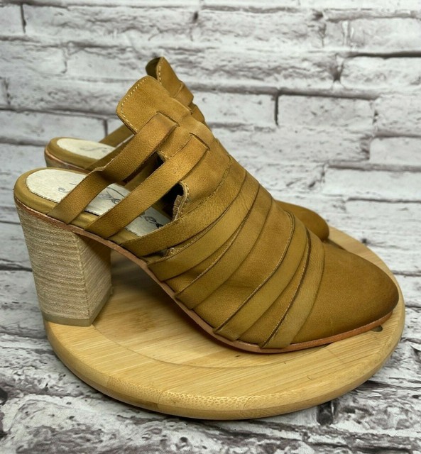 tan leather mules heels