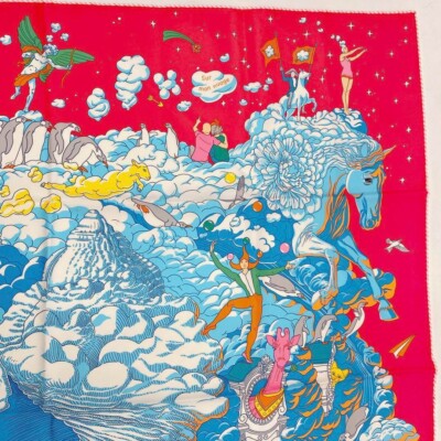 【未使用級✨レア色✨】エルメス スカーフ カレ90 SUR MON NUAGE Hermes Carre90 Sur Mon Nuage My Cloud All Over Pattern Scarf