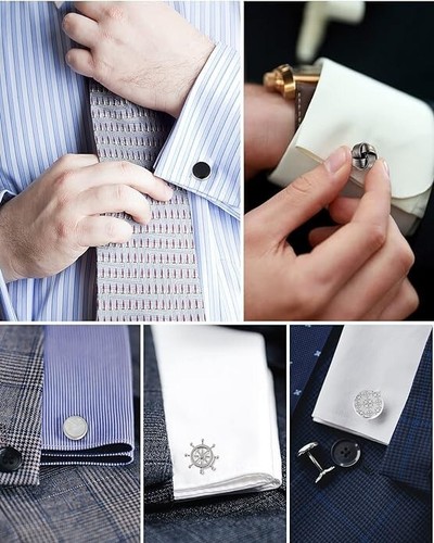 Men Cufflinks Yellow Gold Tone Button Diamond Rhinestone Wedding Suit Under 500 - Picture 6 of 8