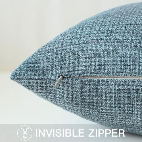  Linen Throw Pillow Cover Set of 1 Decorative Lumbar Pillowcases 12" x 20" Blue - Picture 6 of 6