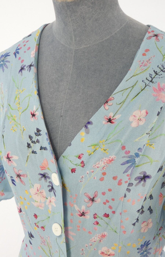 Vintage Peplum Shirt Blouse Baukjen Blue Floral Crepe Kaia Romantic BNWT UK 10 - Picture 11 of 13